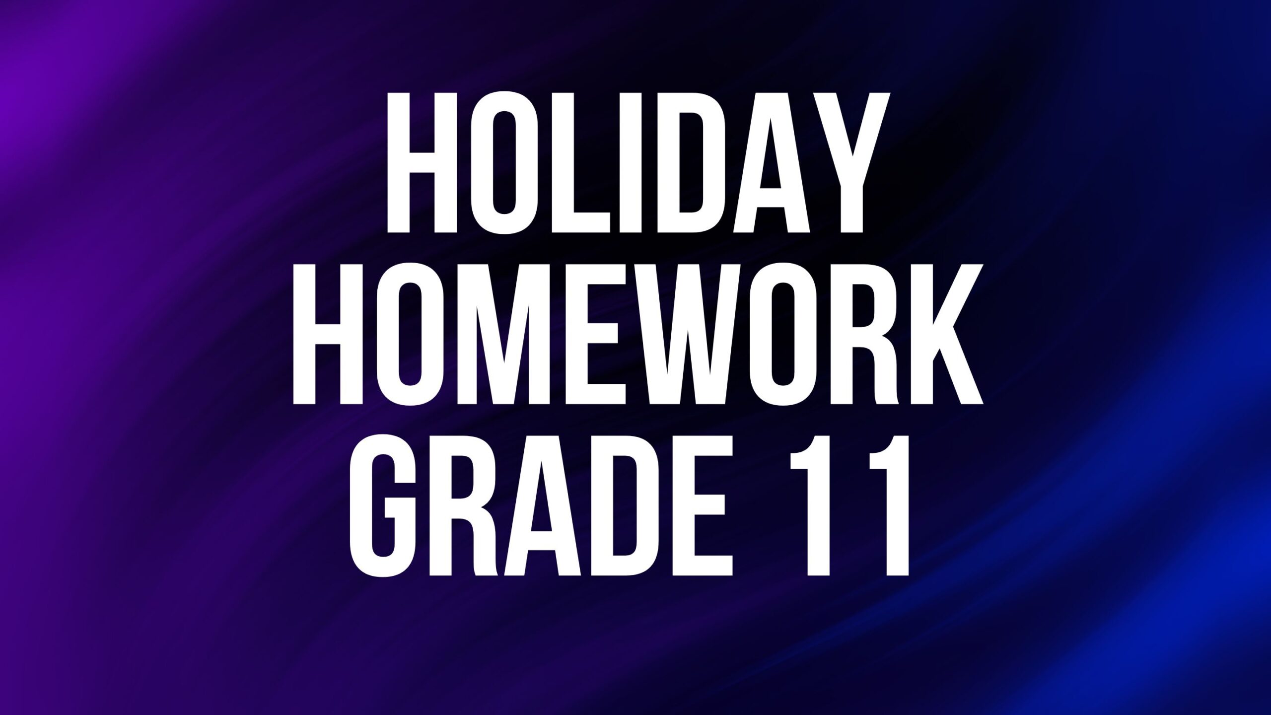 Holiday Homework Grade 11
